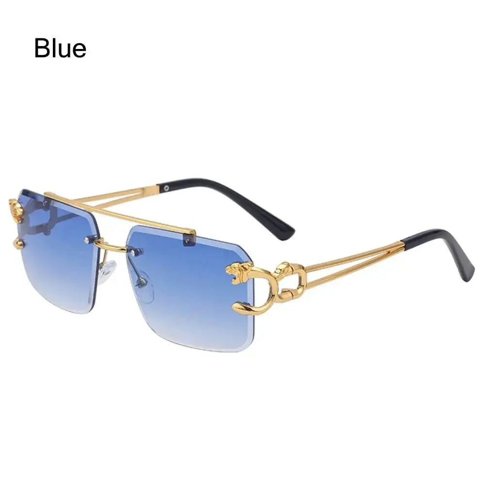a pair of sunglasses with a blue lens