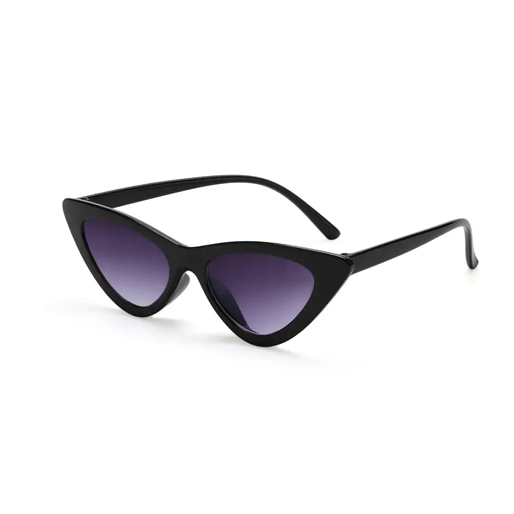 a pair of black cat eye sunglasses on a white background