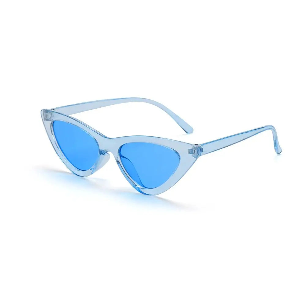 a pair of blue sunglasses on a white background