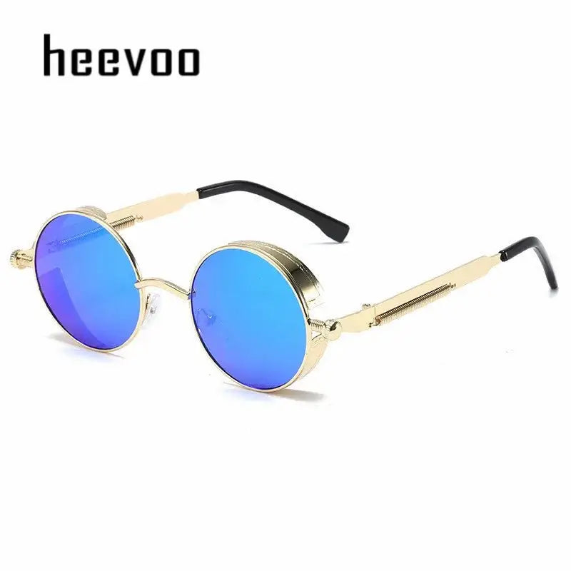 a pair of sunglasses with blue mirrored lenses