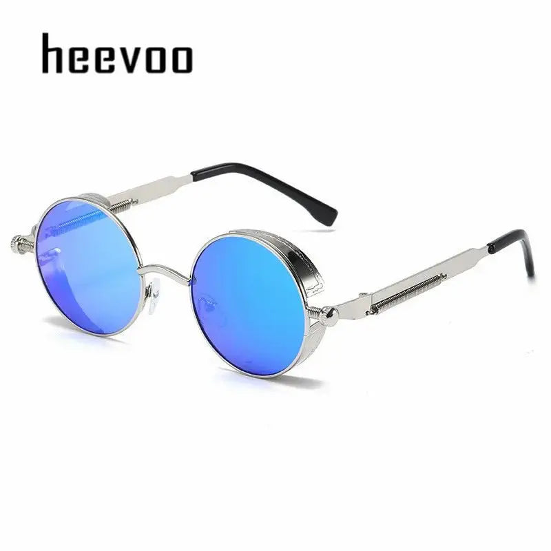 a pair of sunglasses with blue mirrored lenses