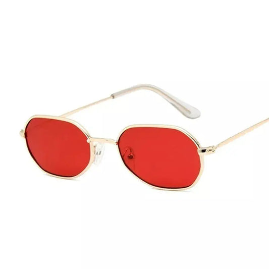 a pair of red sunglasses on a white background