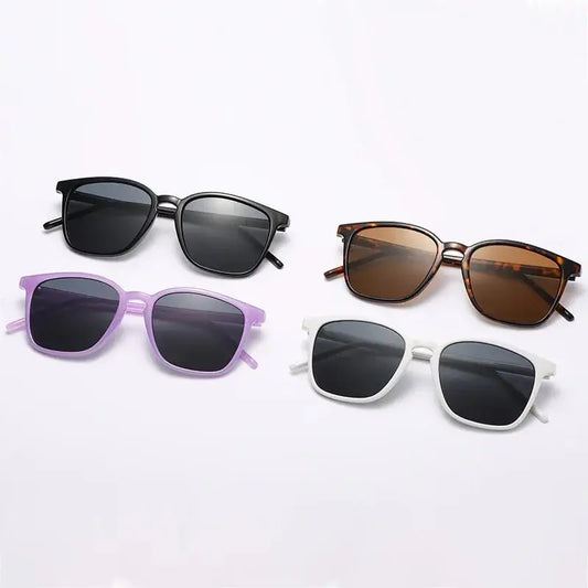 three pairs of sunglasses on a white background