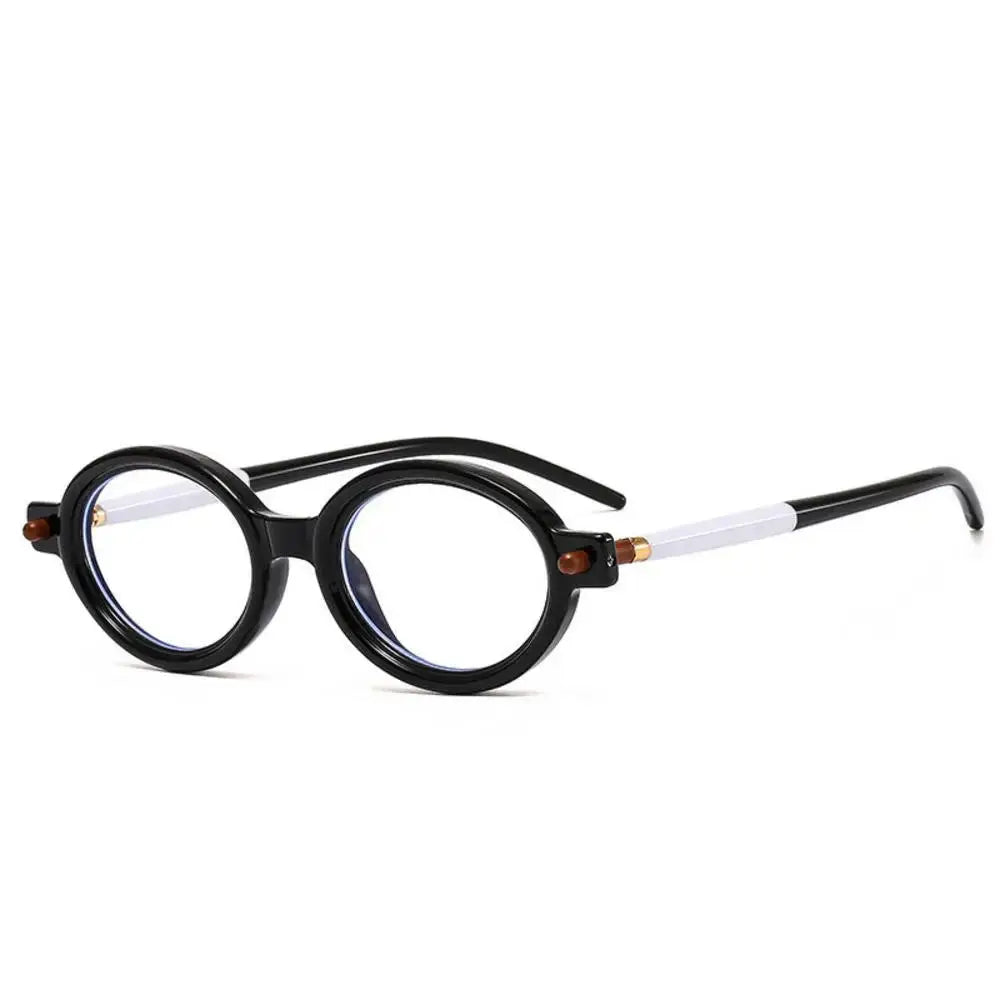 a pair of black glasses with clear lenses