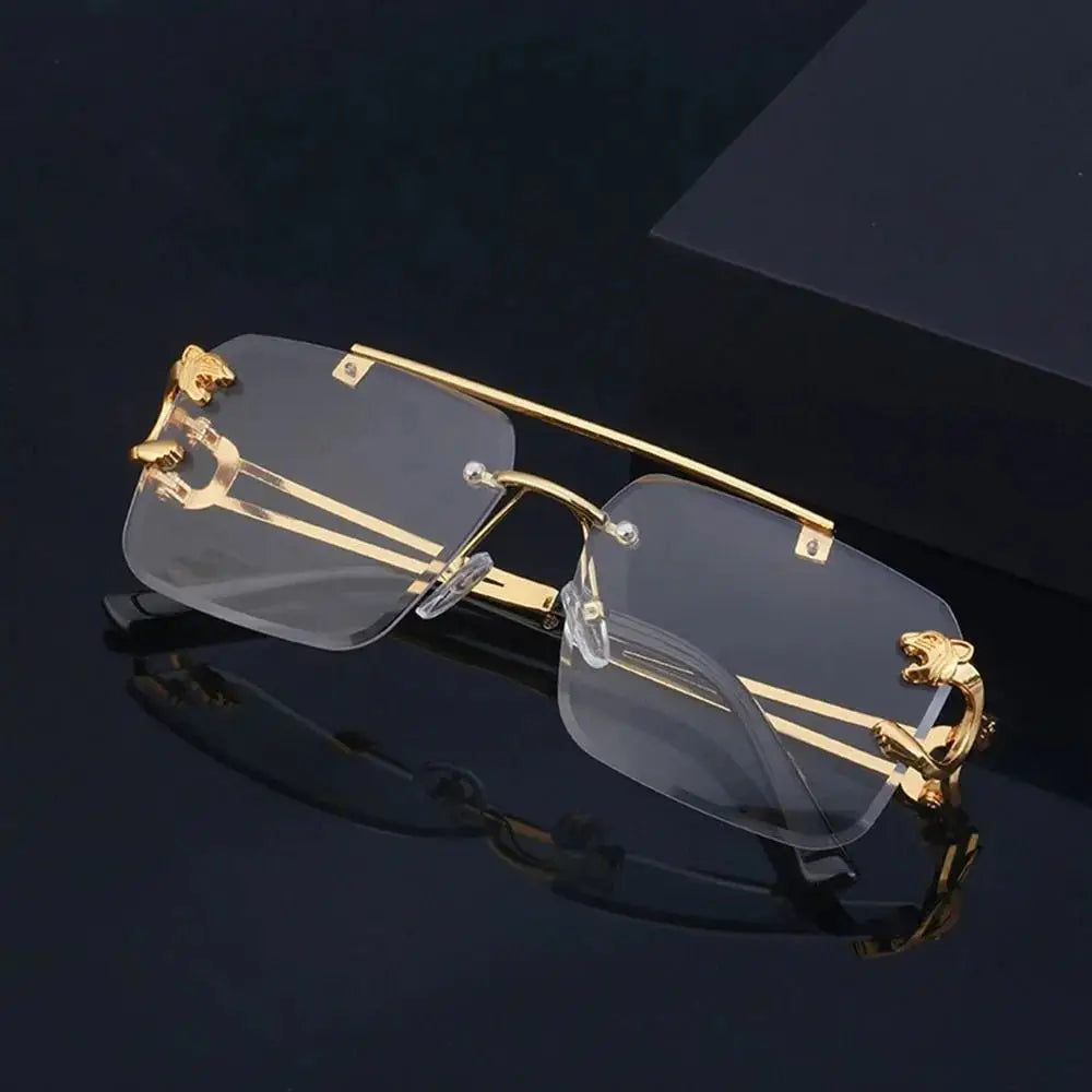 a pair of glasses on a black surface