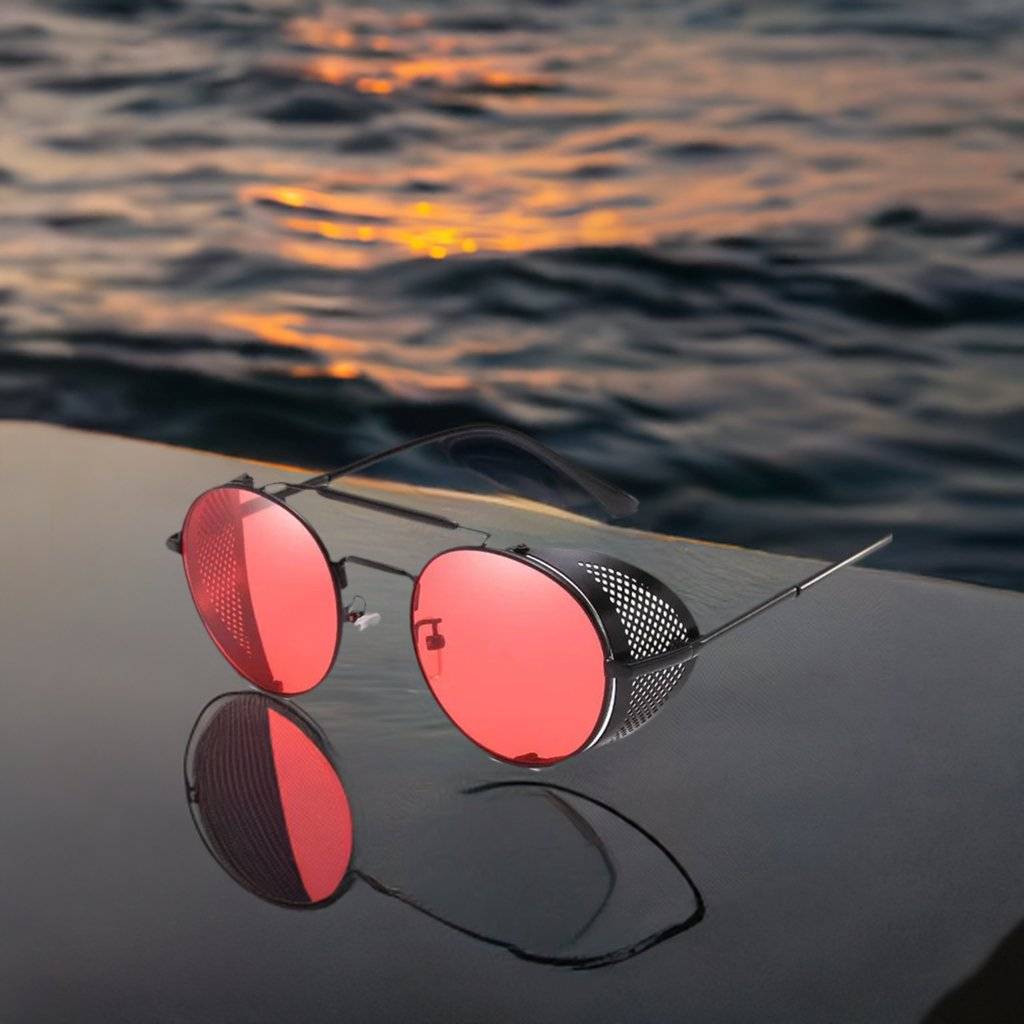 a pair of sunglasses sitting on top of a boat