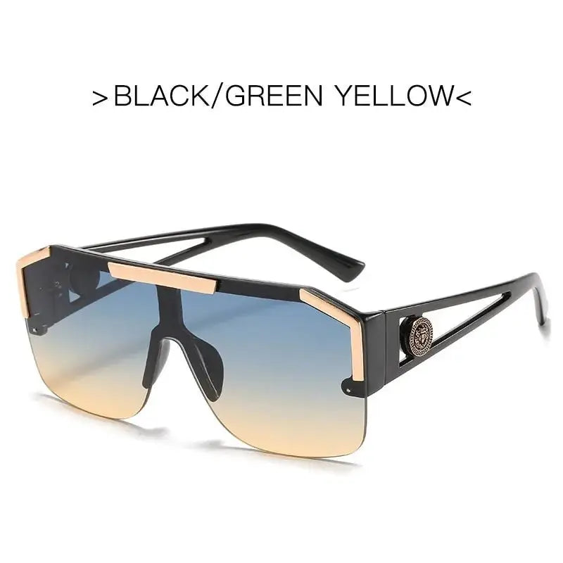 a pair of sunglasses with the words black / green yellow