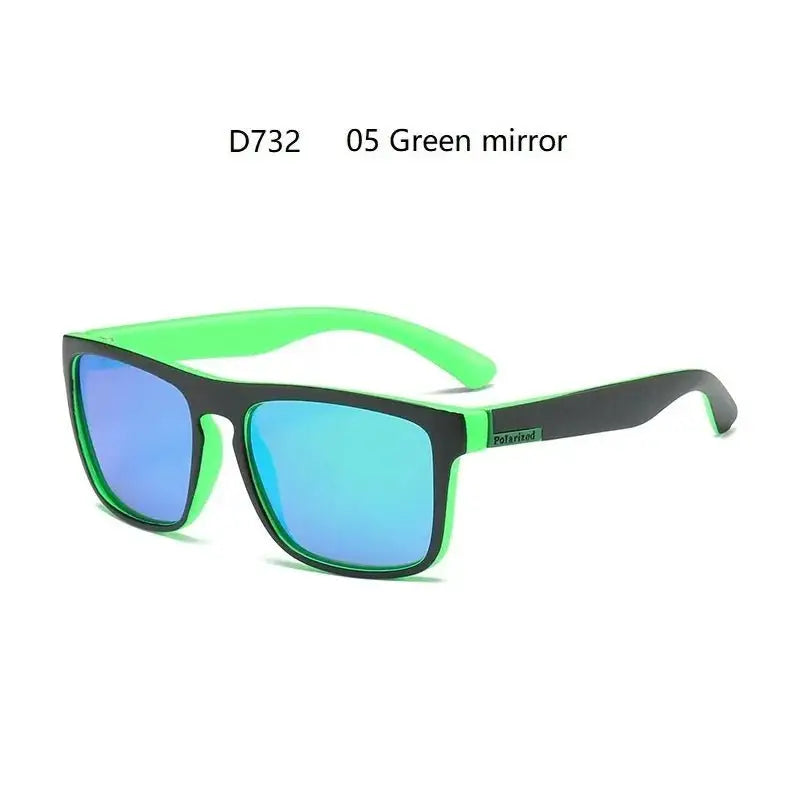 a pair of sunglasses with a green mirror