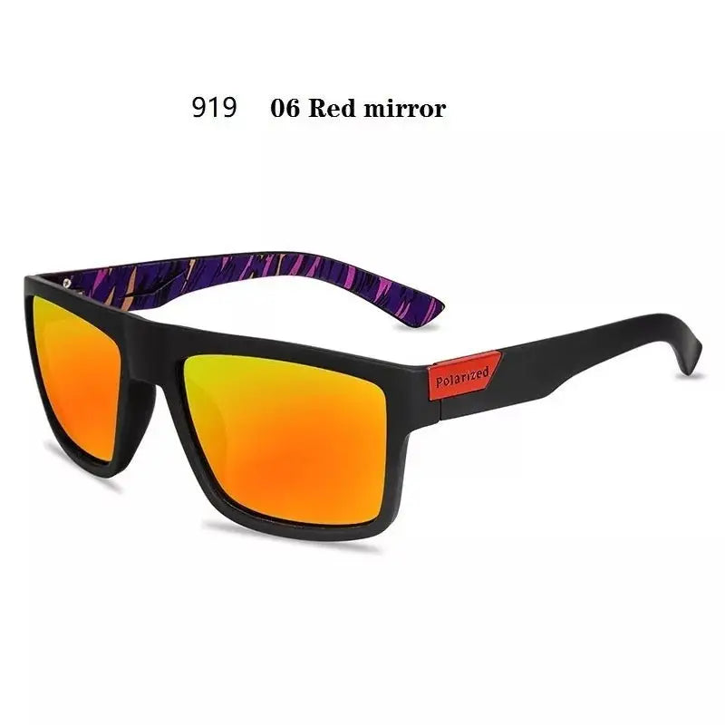 a pair of sunglasses with red mirror lenses