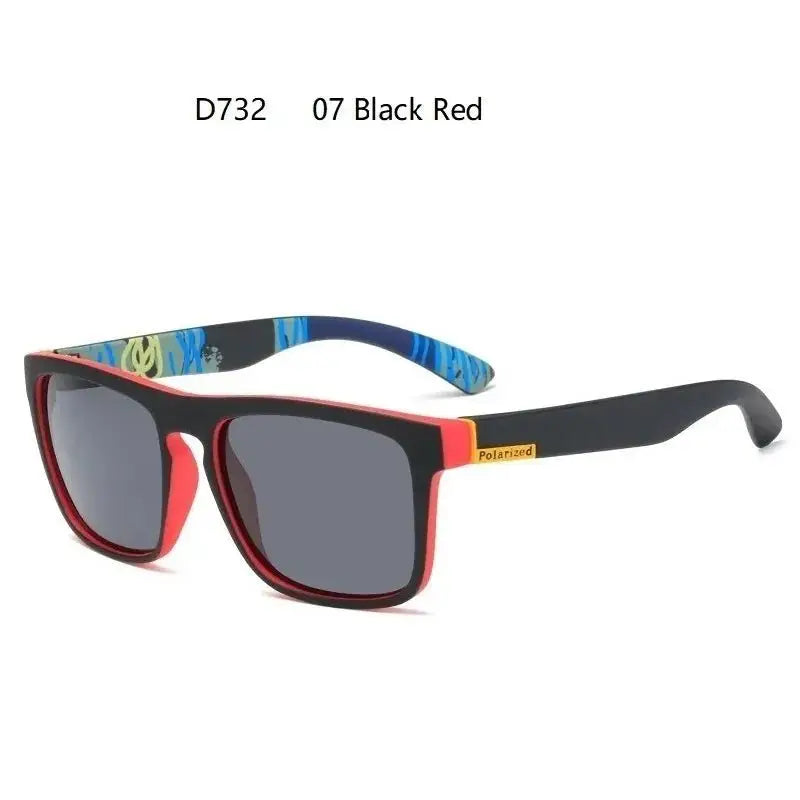a pair of sunglasses with a black and red frame