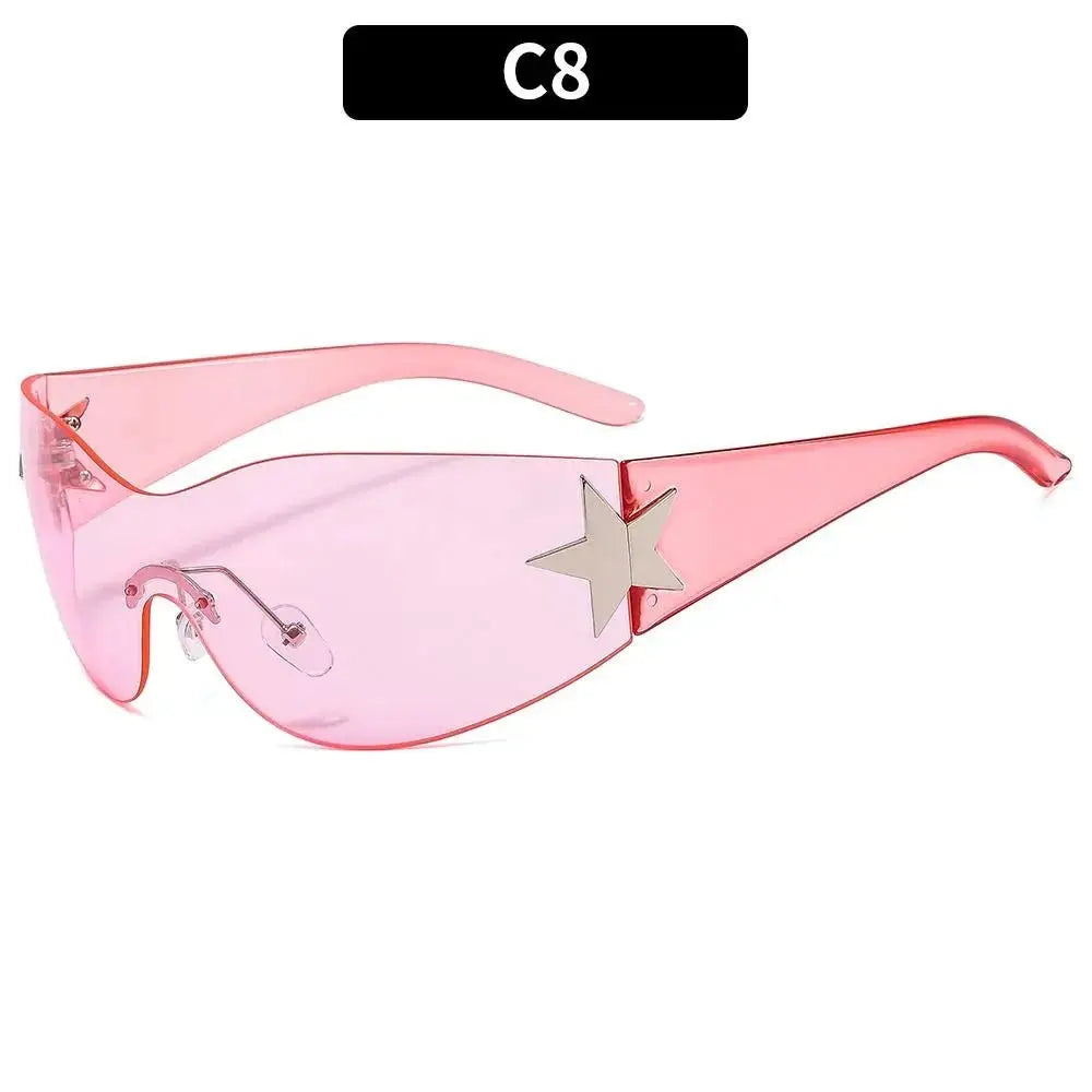 a pair of pink sunglasses with a star on the side